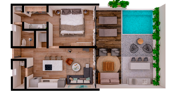 One Bedroom Open Garden